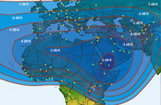 Arabsat 2B C-band Uplink G/T map